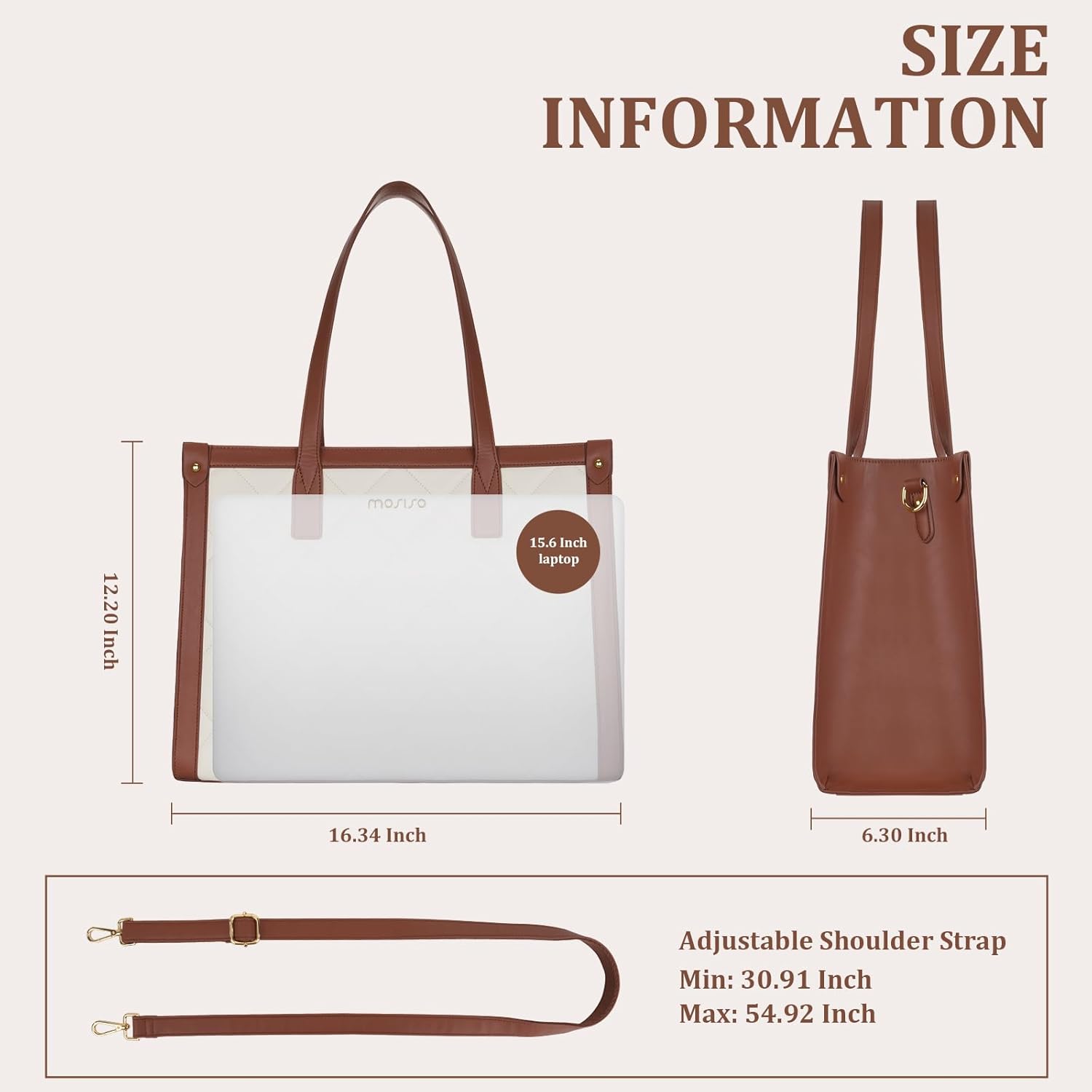 Laptop Bag Leather 15 - Borsa impermeabile per laptop da donna,